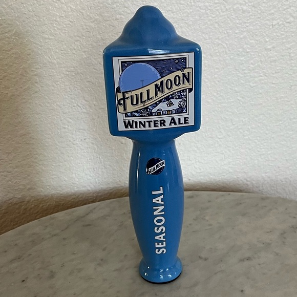 Blue FULL MOON 10" WINTER ALE Beer TAP HANDLE Ceramic Hand Made Man Cave - Picture 1 of 6